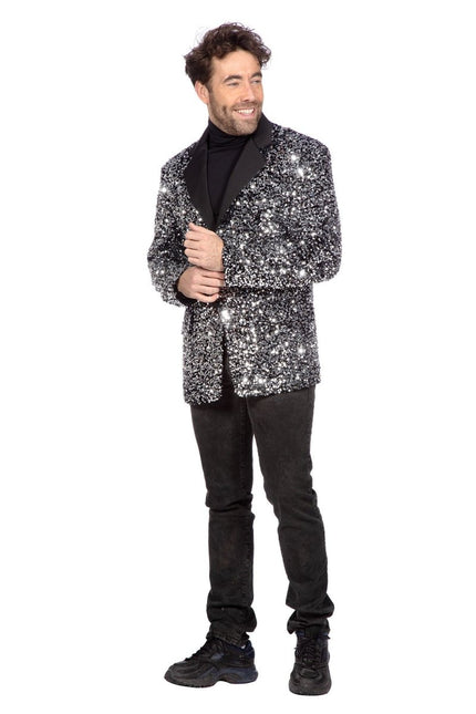 Zilveren Jas Heren Pailletten van Wilbers & Wilbers koop je bij Partywinkel