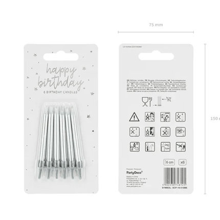 Zilveren Kaarsjes 6cm 6st van Partydeco koop je bij Partywinkel