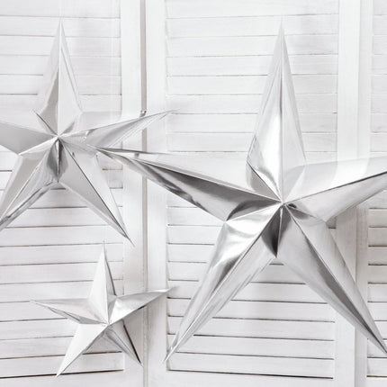 Zilveren Lampion Ster 30cm van Partydeco koop je bij Partywinkel