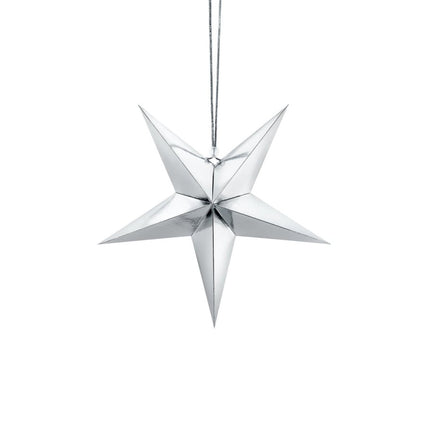 Zilveren Lampion Ster 30cm van Partydeco koop je bij Partywinkel