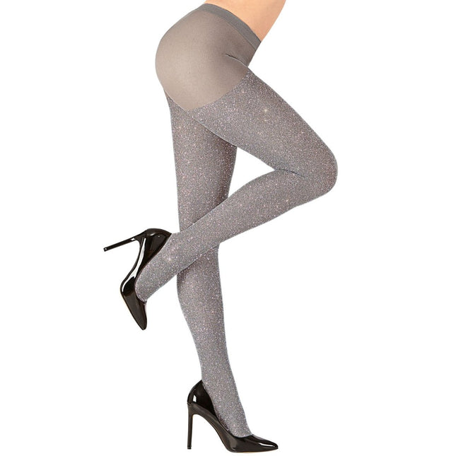 Zilveren Panty Met Glitter van Widmann koop je bij Partywinkel