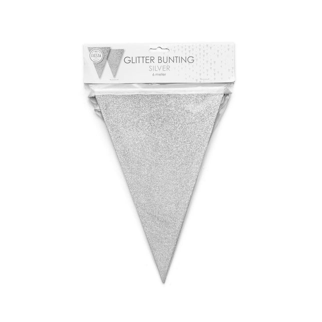 Zilveren Slingers Glitter 6m van WeFiesta koop je bij Partywinkel