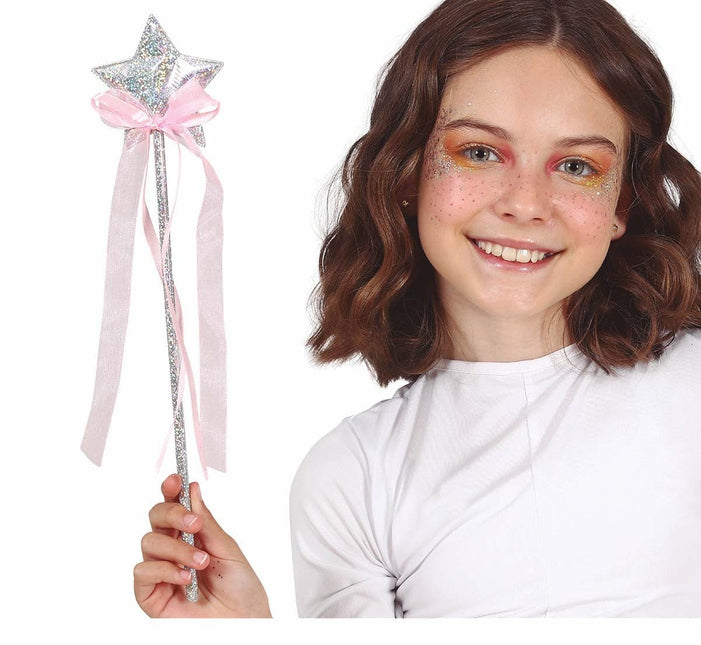 Zilveren Toverstaf Ster 35cm van Fiestas Guirca koop je bij Partywinkel