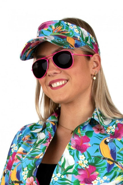 Zonneklep Hawaii Print Blauw van PartyXplosion koop je bij Partywinkel