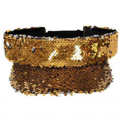 Zonneklep Met Pailletten Goud van PartyXplosion koop je bij Partywinkel