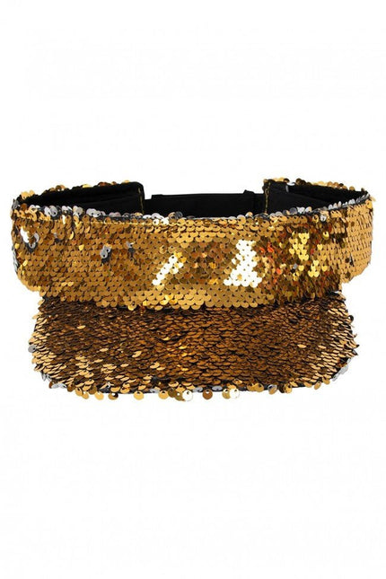 Zonneklep Met Pailletten Goud van PartyXplosion koop je bij Partywinkel
