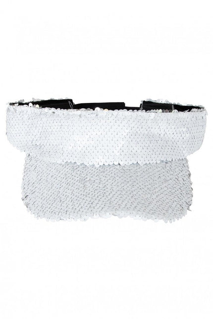 Zonneklep Met Pailletten Wit van PartyXplosion koop je bij Partywinkel