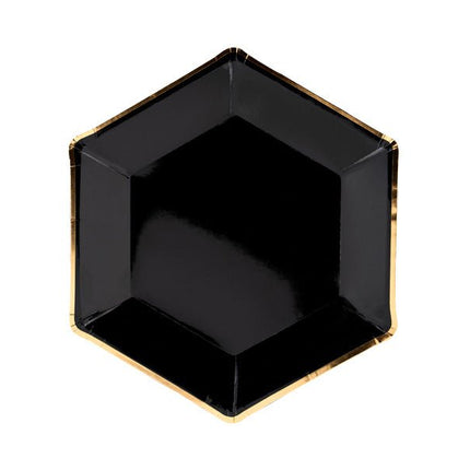 Zwart Borden Diamant 23cm 6st van Partydeco koop je bij Partywinkel