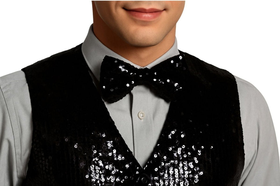 Zwart Gilet Met Strikje 2 delig van Partychimp koop je bij Partywinkel