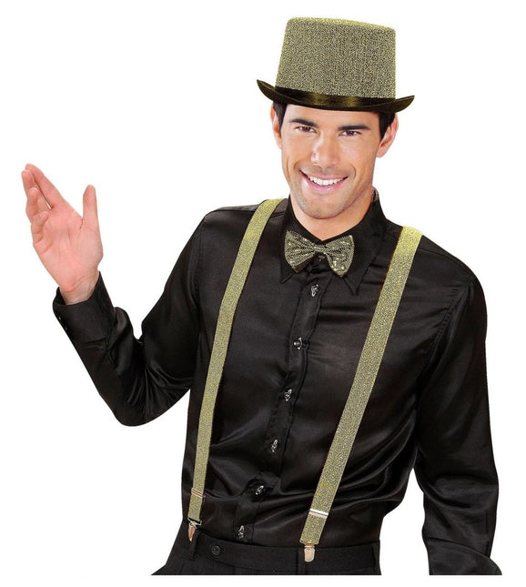 Zwart Gouden Bretels Glitter van Widmann koop je bij Partywinkel