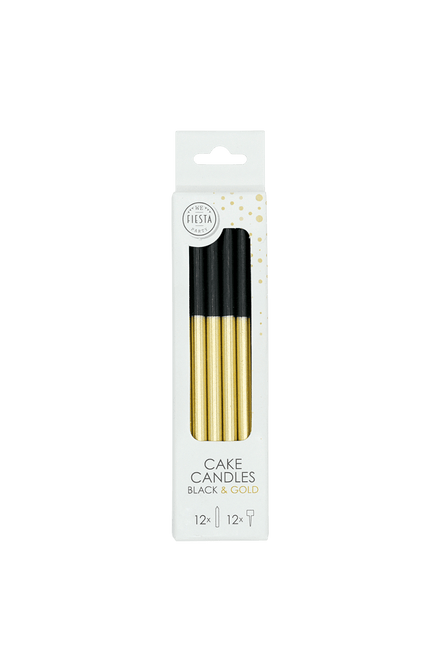 Zwart Gouden Kaarsen Dip-Dyed 9,5cm 12st van WeFiesta koop je bij Partywinkel