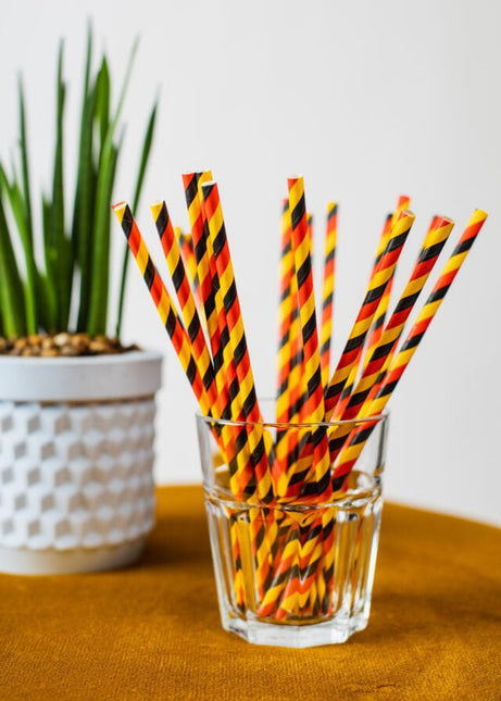 Zwart Rood Gele Rietjes Karton 20st van WeFiesta koop je bij Partywinkel