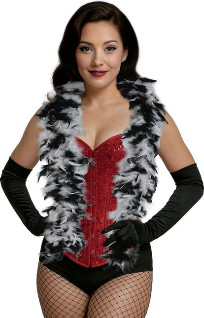 Zwart Witte Boa Veren 80gr van Fiestas Guirca koop je bij Partywinkel