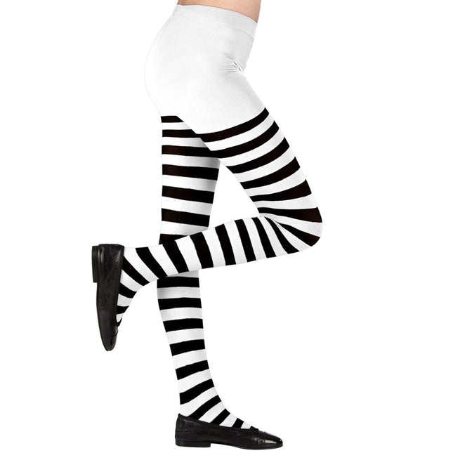 Zwart Witte Panty Kind Gestreept van Widmann koop je bij Partywinkel