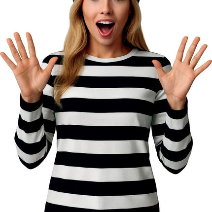 Zwart Witte Shirt Dames Gestreept van Fiestas Guirca koop je bij Partywinkel