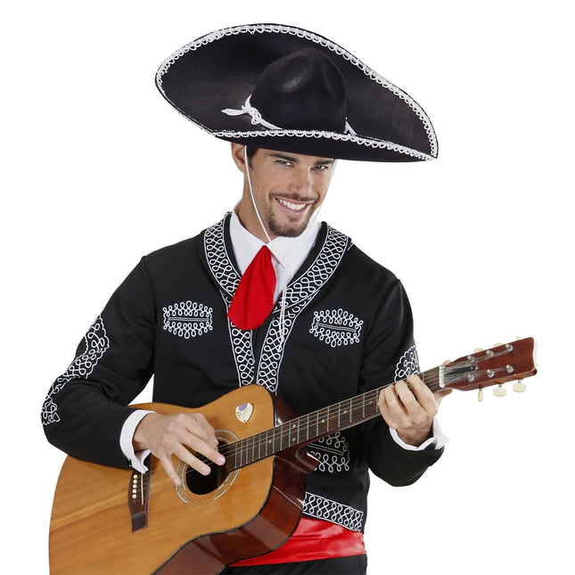 Zwart Witte Sombrero 55cm van Widmann koop je bij Partywinkel