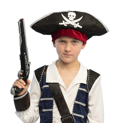 Zwart Zilveren Nep Pistool 35cm van Boland koop je bij Partywinkel