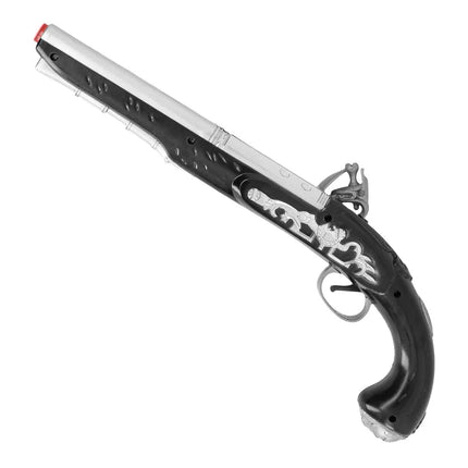 Zwart Zilveren Nep Pistool 35cm van Boland koop je bij Partywinkel