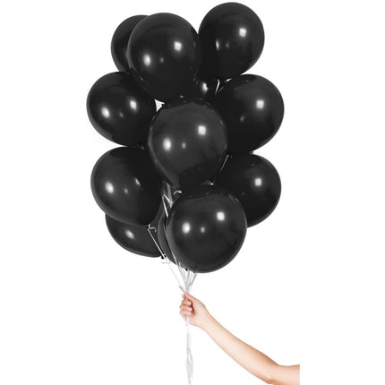 Zwarte Ballonnen met Lint 23cm - 30 stuks van Folat koop je bij Partywinkel