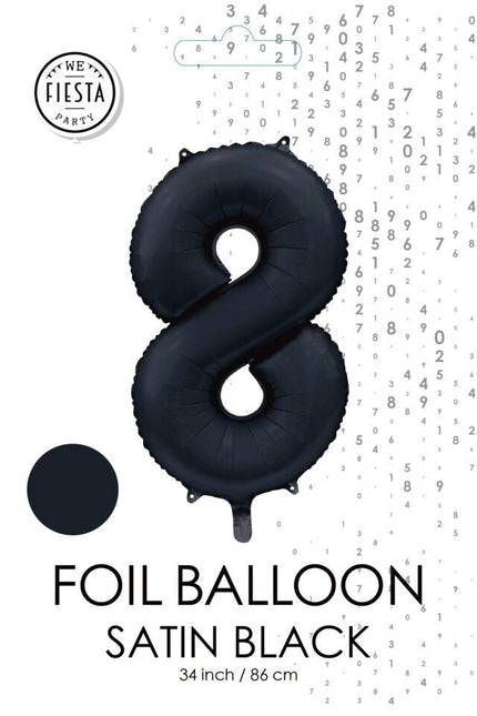 Zwarte Cijfer Ballon 8 Jaar Glans 86cm van WeFiesta koop je bij Partywinkel