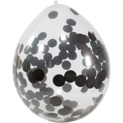 Zwarte Confetti Ballonnen 30cm 4st van Folat koop je bij Partywinkel