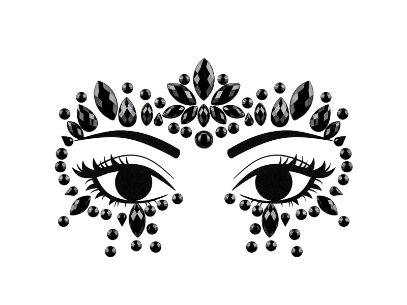 Zwarte Gezicht Stickers Kristallen 15cm van Partydeco koop je bij Partywinkel