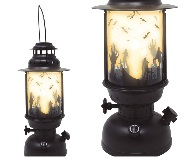 Zwarte Halloween Lantaarn Met Licht 30cm van Fiestas Guirca koop je bij Partywinkel