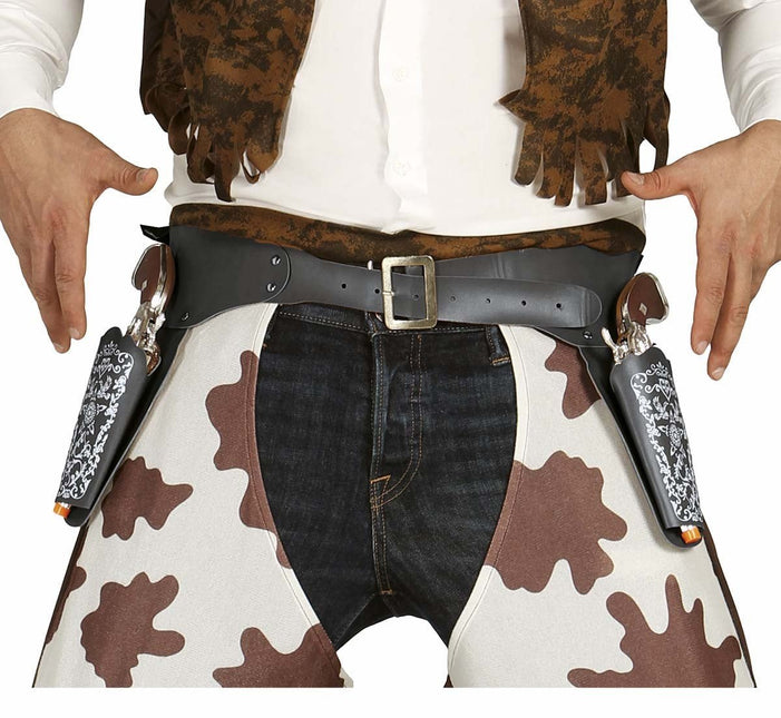 Zwarte Nep Geweer Met Holster 2st van Fiestas Guirca koop je bij Partywinkel