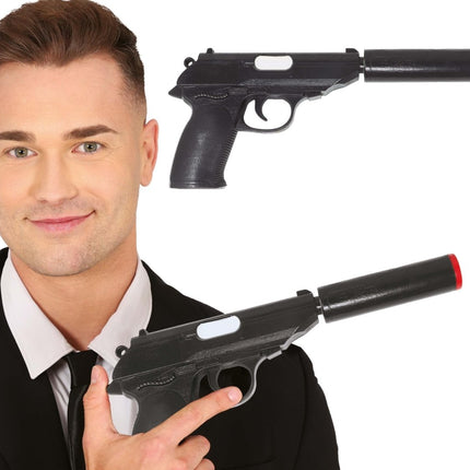 Zwarte Nep Pistool 25cm van Fiestas Guirca koop je bij Partywinkel