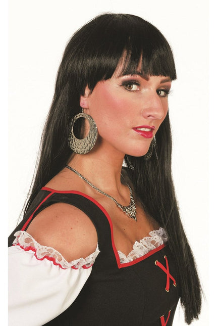 Zwarte Pruik Lange Bobline Deluxe van Wilbers & Wilbers koop je bij Partywinkel