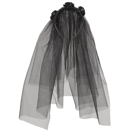 Zwarte Sluier Met Bloemen van Widmann koop je bij Partywinkel