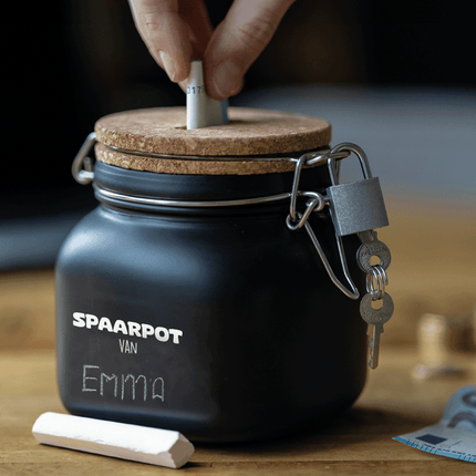 Zwarte Spaarpot Spaarpot Met Naam 12,5cm van Paper Dreams koop je bij Partywinkel