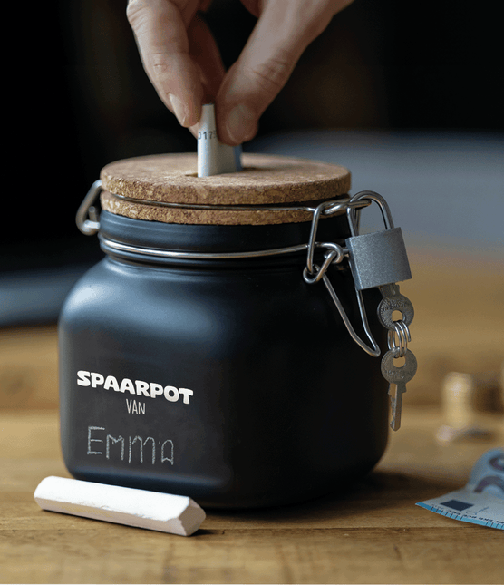 Zwarte Spaarpot Spaarpot Met Naam 12,5cm van Paper Dreams koop je bij Partywinkel