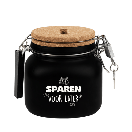 Zwarte Spaarpot Sparen Voor Later 12,5cm van Paper Dreams koop je bij Partywinkel