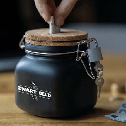 Zwarte Spaarpot Zwart Geld 12,5cm van Paper Dreams koop je bij Partywinkel