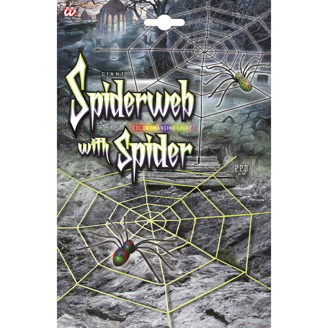 Zwarte Spinnenweb Met Spin 2,2m van Widmann koop je bij Partywinkel