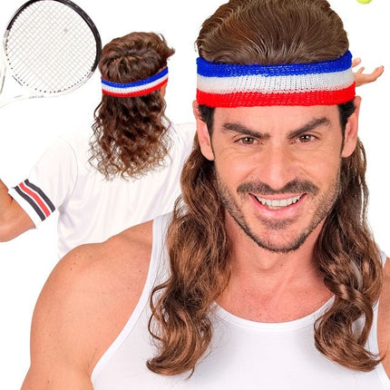 Zweetband Met Haar, Rood/Wit/Blauw van Widmann koop je bij Partywinkel