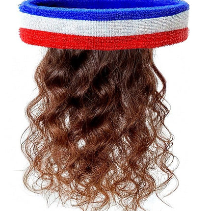 Zweetband Met Haar, Rood/Wit/Blauw van Widmann koop je bij Partywinkel