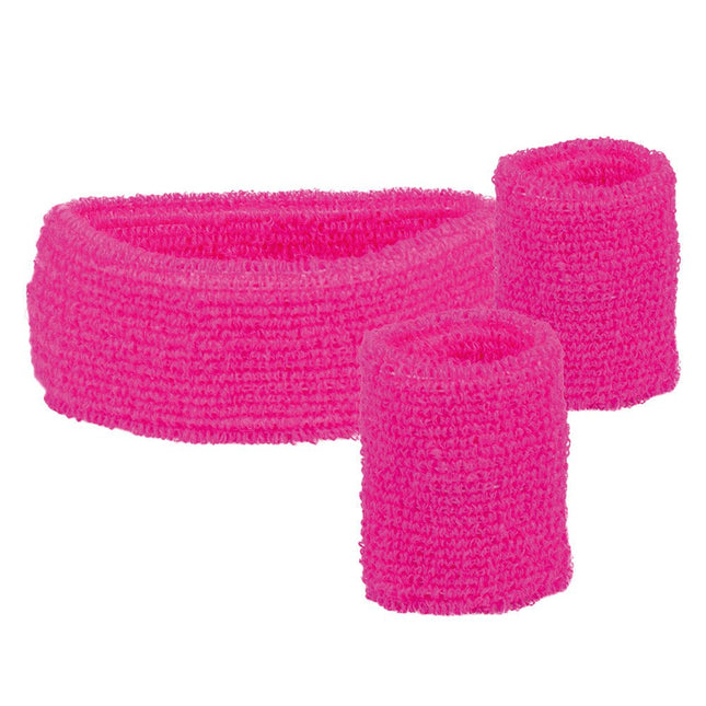 Zweetbandjes Set Neon Roze 3 delig van Boland koop je bij Partywinkel