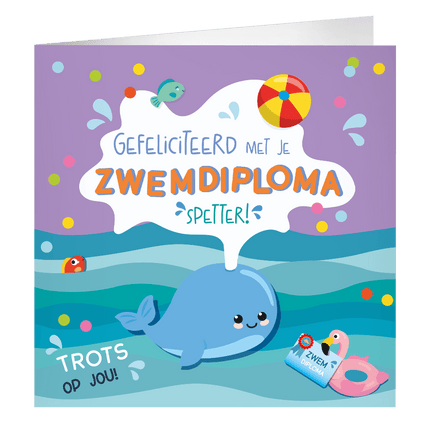 Zwemdiploma Wenskaart 23cm van Paper Dreams koop je bij Partywinkel